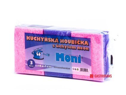 Kuchyňská houbička s úchytem neon - 3 ks  Moni