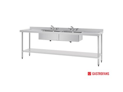 47155 vogue nerezovy drez se dvema nadobami a dvema odkapavaci 2400mm