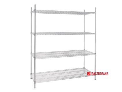 Vogue souprava 4patrového drátěného policového systému 1525 × 610mm, drátový skladovací regál Vogue