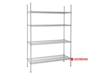 Vogue souprava 4patrového drátěného policového systému 1220 × 460mm, drátový skladovací regál Vogue