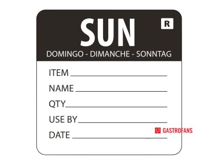 Vogue snímatelný štítek s označením dne v týdnu, Sunday 500 ks Vogue