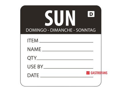 Vogue rozpustné štítky s označením dne v týdnu, Sunday 250 ks Vogue