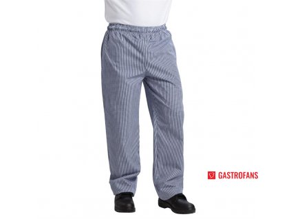 Whites unisex kuchařské kalhoty Vegas s malým modrobílým kostkovaným vzorem