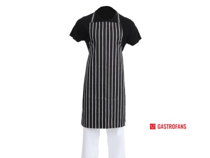 Kuchařská náprsní zástěra, řeznický proužek, černá Whites Chefs Clothing