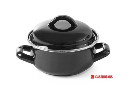 Hrnec na polévku a omáčku - s poklicí, černý, 0,3L, o115x(H)95mm  Hendi