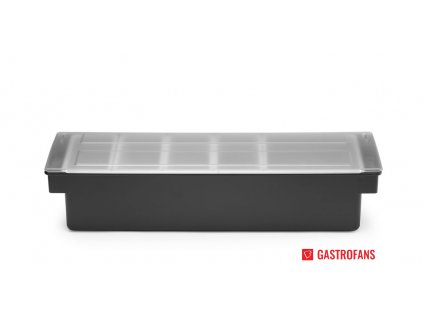 Barmanský box na ingredience do drinků, 5 nádob, Černá, 480x150x(H)100mm