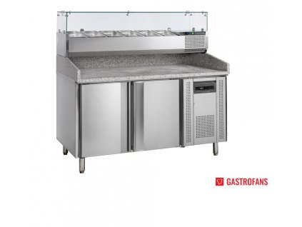 Chladiaca pizza stôl s nadstavbou | 2 dvere pre 14 plechov + GN1/3