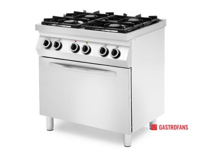 Plynový sporák so 4 horákmi na trojstrannom uzavretom podstavci s plynovou rúrou alebo konvektomatom, HENDI, GN 1/1, Strieborná, 230V/22000W, 19kW, 800x700x(H)900mm