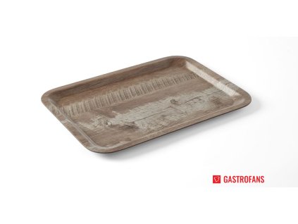 Tácka servírovacia s melamínovým laminátom so vzorom dreva, HENDI, Tmavé drevo, 240x340mm