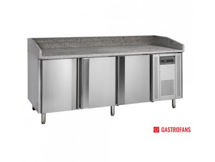 Chladiaci pizza stôl | PT 1300 | granitová doska + 3 dvere, 21 tácok 400×600 mm