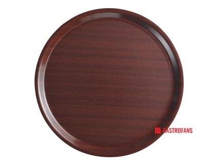 Okrúhla protišmyková servírovacia tácka Mykonos v mahagónovom prevedení, Cambro, guľatá, Mahagón, ø380mm