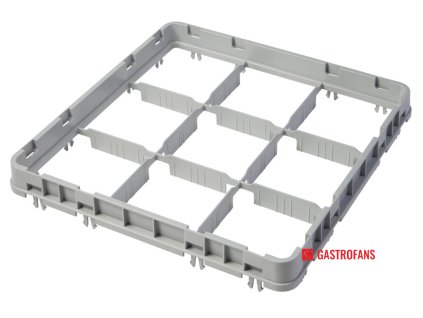 Nadstavec koša half drop 500x500 mm sivý, model E2, Cambro, počet priehradok: 9 (3x3), rozmer priehradky: 150x150 mm, Svetlosivá, 499x499x(H)51mm