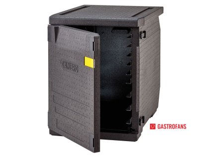 Termoizolačný box Cam GoBox s predným plnením, 600x400 mm, s nastaviteľnými drážkami, Cambro, 155 l, s nastaviteľnými drážkami, 155L, Čierna, 770x540x(H)687mm