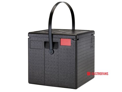 Termoizolačný box na pizzu Cam GoBox, horné plnenie, Cambro, Objem: 8 kartónov 330x330x(H)40 mm pre pizzu Ø320 mm, Čierna, 410x410x(H)404mm
