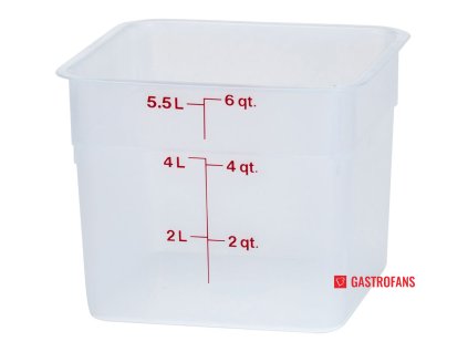 Transparentná polypropylénová nádoba na potraviny CamSquare, Cambro, 5,7 l, 5,7 L, Priehľadná, 215x215x(H)185mm