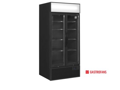 Chladiaca skriňa | FSC891H | 2 presklené, krídlové dvere – čierna – LED panel TEFCOLD