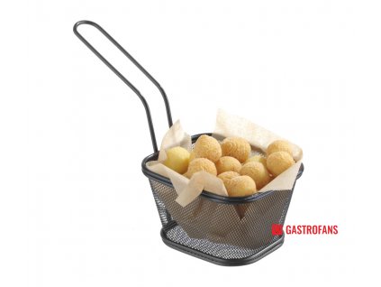 97491 servirovaci mini fritovaci kosik stohovatelny cerny 130x115x h 80 mm