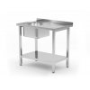 Stôl s jednokomorovým drezom a policou - montovaný, hĺbka 600 mm, HENDI, Budget Line, drez vľavo, 800x600x(H)850mm