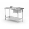 Stôl s jednokomorovým drezom a policou - montovaný, hĺbka 600 mm, HENDI, Budget Line, drez vpravo, 1000x600x(H)850mm