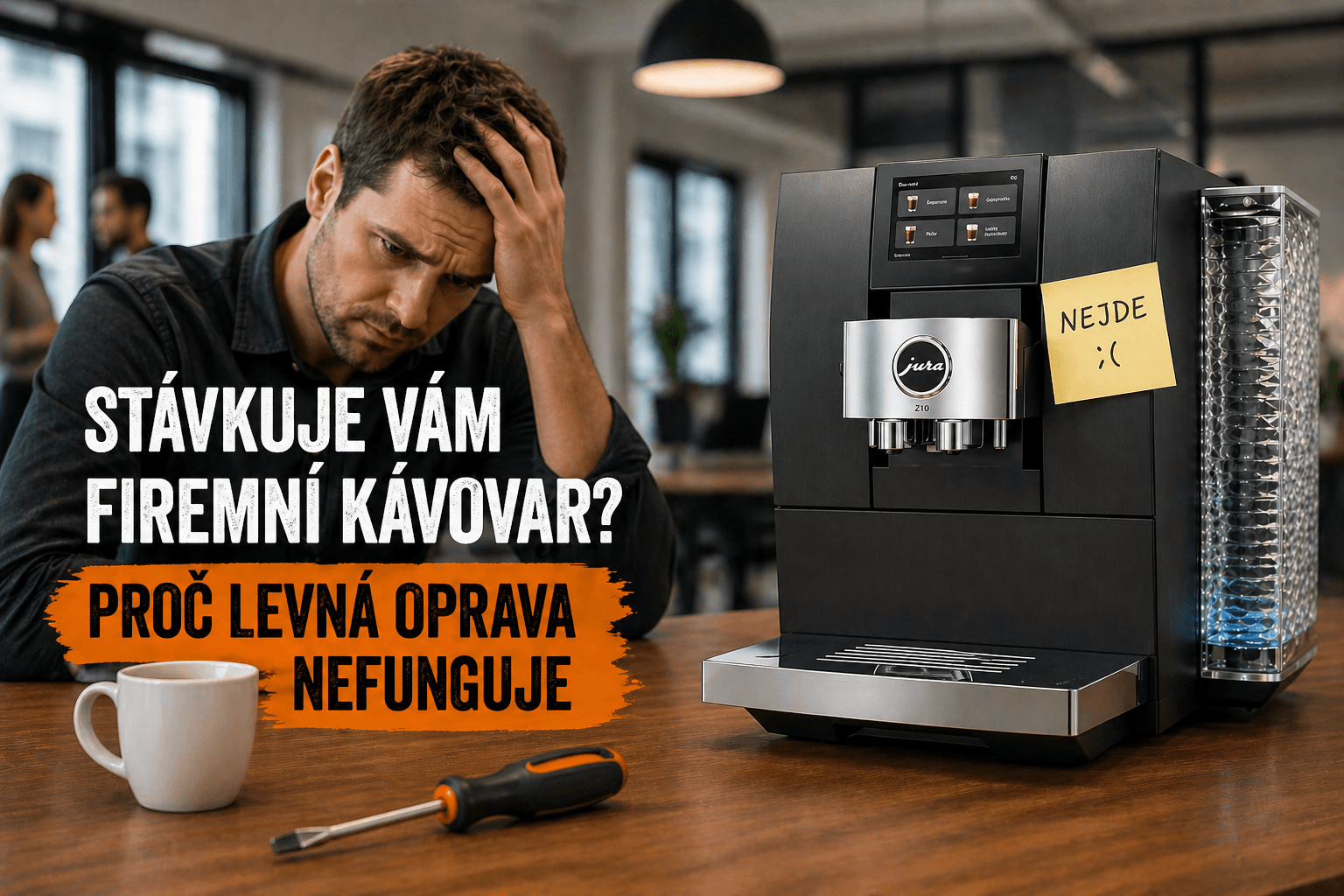 Rozbitý kávovar JURA ve firmě: Proč levná oprava nefunguje