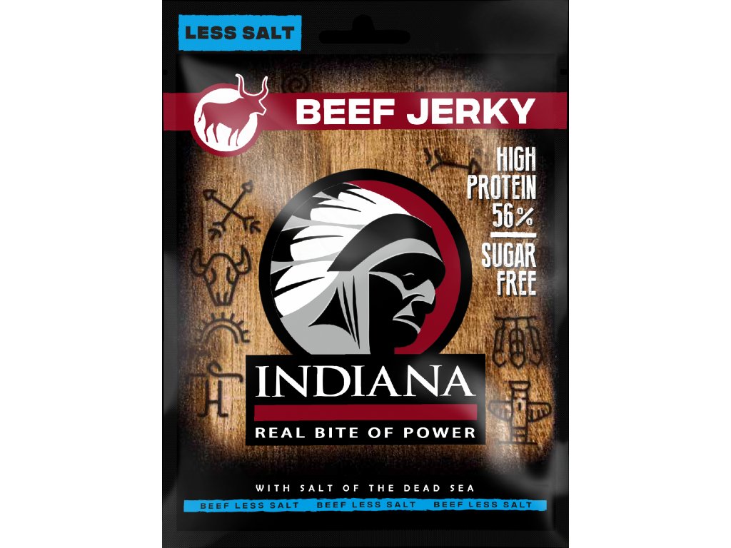 Iindiana Indiana Jerky Beef Less Salt - Hovězí sušené maso s nízkým obsahem soli 25g