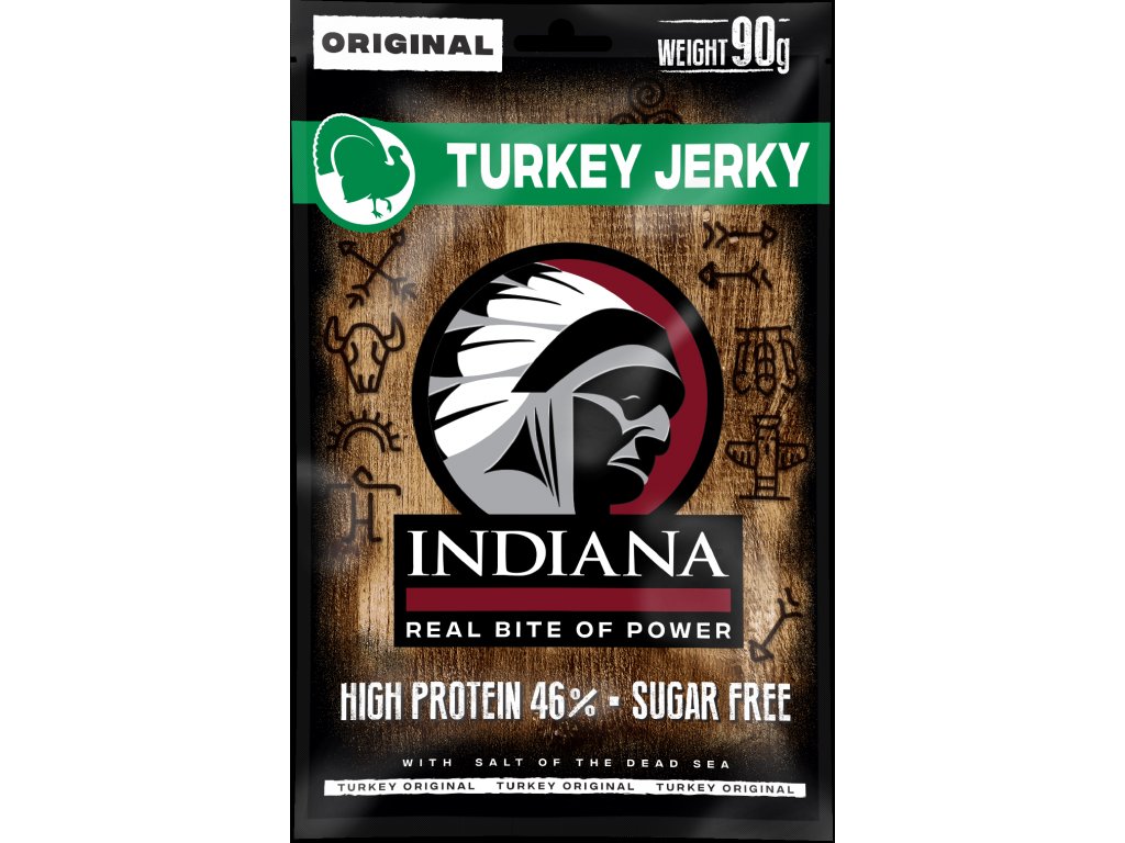 Iindiana Indiana Jerky Turkey Original - Krůtí sušené maso 90g