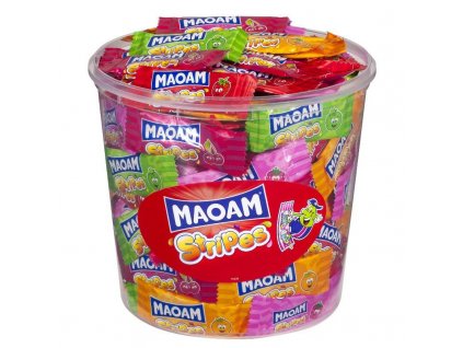 Haribo Maoam Stripes - Žvýkací bonbóny s příchutí - dóza 150ks - 1050g