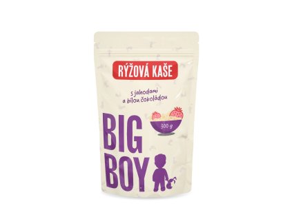 big boy ryzova kase s prichuti jahod v bile cokolade 300g eko varianta