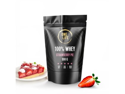 one life 100 whey protein s prichuti jahodoveho kolace 800g