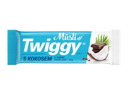 Twiggy Müsli tyčinka s kokosem polomáčená v hořké čokoládě 30g