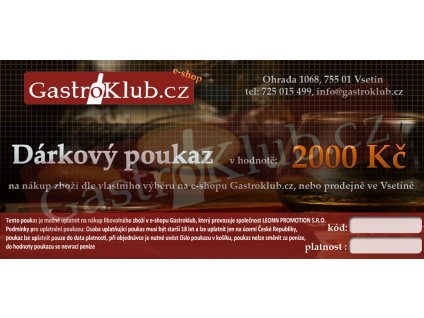 Dárkový Poukaz - 2000 Kč