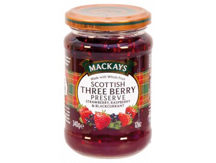 Scottish Three Berry Preserve - Džem z jahod malin černého rybízu 340g Mackays