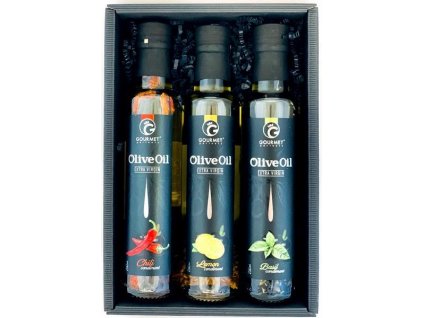 Triáda olivových olejů Bazalka, Citron, Chilli 3x250ml