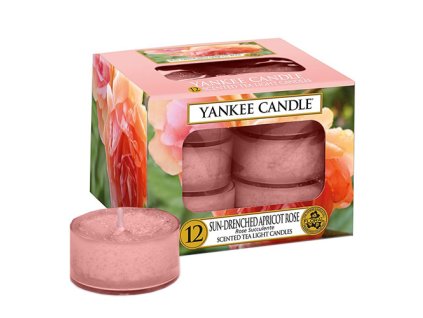 Čajové Svíčky Yankee Candle Sun Drenched Apricot Rose Sluncem vybledlá meruňková růže 12ks