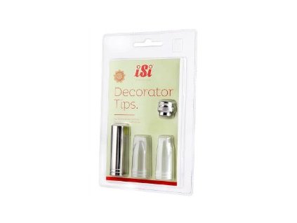 Decorator Tips - set 3 ks dekorační nástavce nerez + adaptér ISI