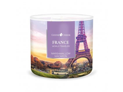 Svíčka Goose Creek World Traveler France Marshmallow Macaron Makronky s Marshmallows 411g střední