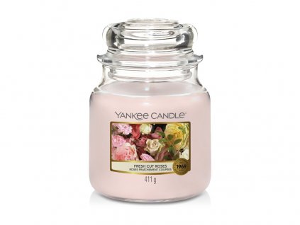 Svíčka Yankee Candle Fresh Cut Roses Čerstvě řezané růže 411g střední