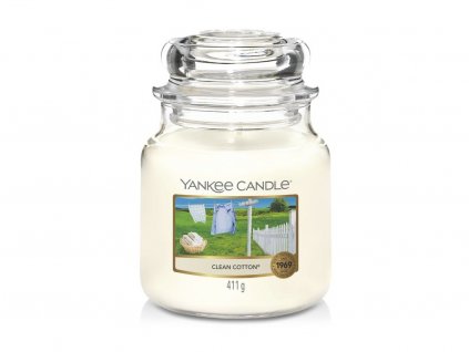 Svíčka Yankee Candle Clean Cotton Čisté Prádlo 411g střední