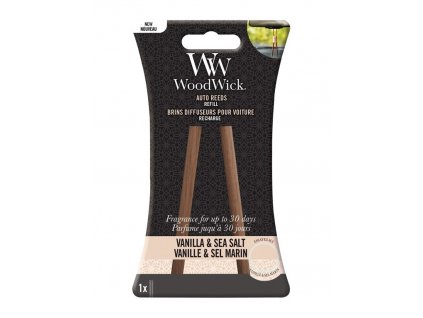 WoodWick Auto Reeds Refill Vanilla Sea Salt Vanilka a Mořská Sůl Náhradní Vonné Tyčinky Do Auta