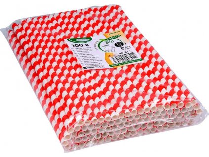 Brčka jumbo papírové červené spirály 25cm průměr 8mm 100ks Gastro