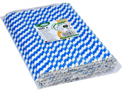 Brčka jumbo papírové modré spirály 25cm průměr 8mm 100ks Gastro