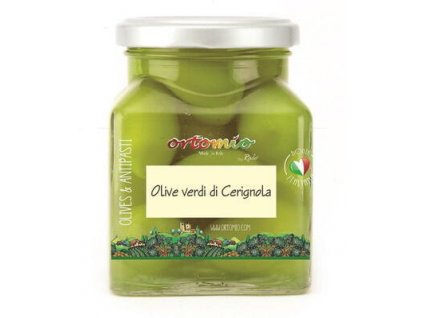 Ortomio Zelené olivy Bella di Cerignola s peckou - ve skle 280g