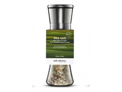 SALT ODYSSEY Keramický mlýnek s mořskou solí Středomořské bylinky 200g