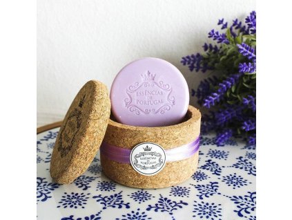 Essencias de Portugal - LEVANDULE - 2 ks přírodního kulatého mýdla v korkové krabičce 2x5