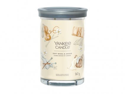 Svíčka Yankee Candle Signature  SOFT WOOL & AMBER - Jemná vlna a ambra 567g TUMBLER VELKÝ