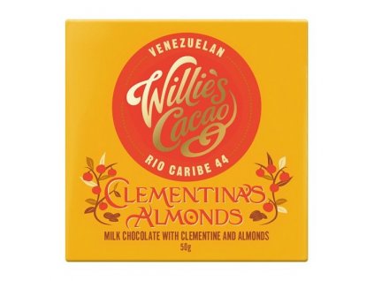 Screenshot 2023 06 08 at 13 39 36 Willie's Cacao Čokoláda CLEMENTINA'S ALMONDS Mléčná čokoláda s klementinkou a mandlemi 50g GOURMET PARTNERS