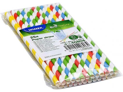 Slámky papírové spirály barevný mix 20cm průměr 6mm 25ks Gastro