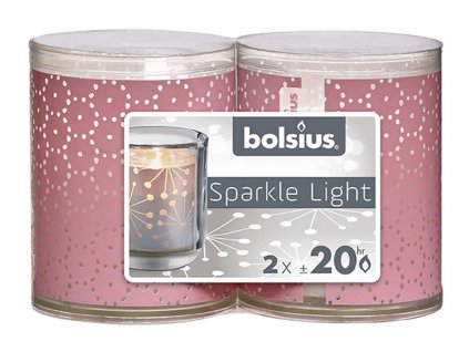 Svíčka Bolsius Sparkle Light - Růžová - neparfémovaná - 2 ks
