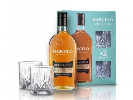 73257 ron barcelo gran anejo 2 sklenicky gift box 37 5 0 7l1