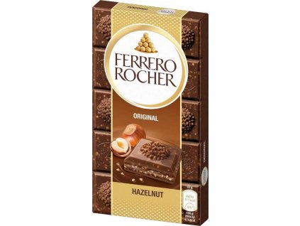 Ferrero Rocher Čokoláda mléčná s krémovou náplní a kousky lískových oříšků 90g